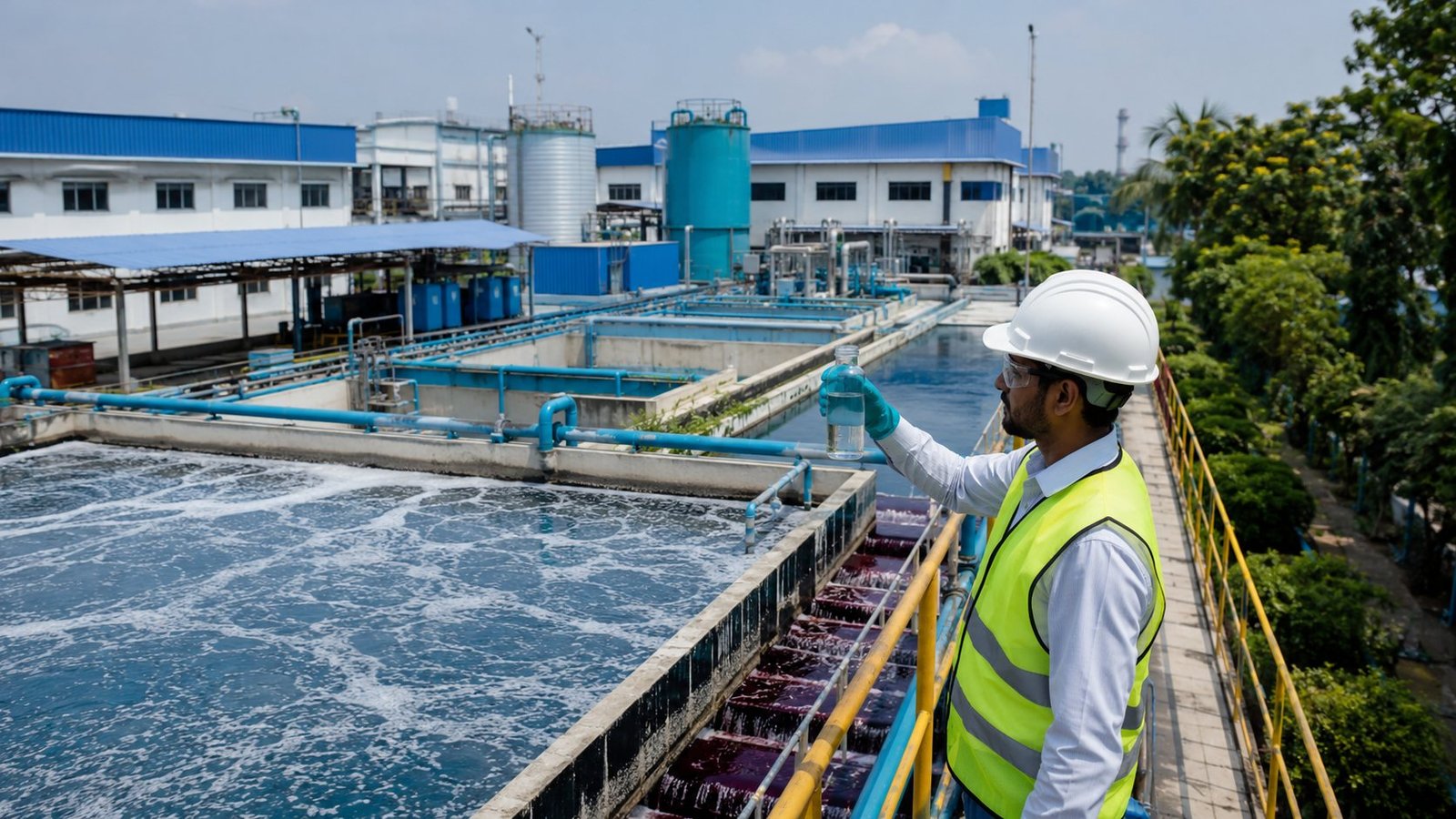Bangladesh textile factory ETP wastewater treatment and water sample checking