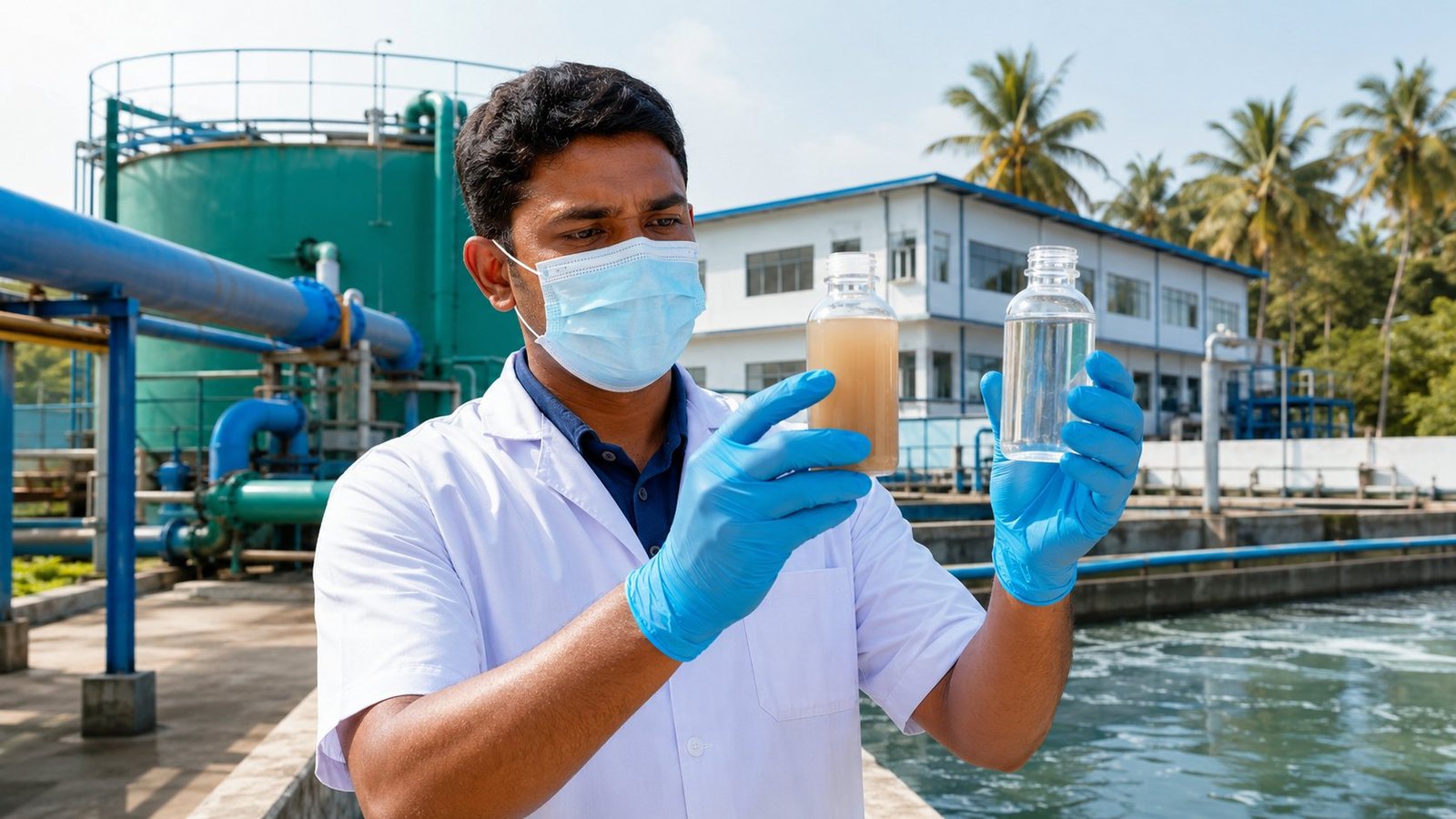 Sri Lanka garment washing wastewater treatment sample comparison