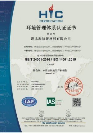 Environmental Management System Certificate Chinese Version